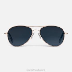 Randolph Amélie Or rose satiné 22 carats et ardoise | Randolph Lunettes De Soleil 80BN64 lentille polarisée en nylon dégradé