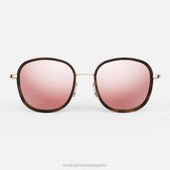 Randolph Elinor Fusion Incrustation de tortue en or rose 22 carats et chocolat noir et or rose | Randolph Lunettes De Soleil 80BN32 lentille en nylon polarisée