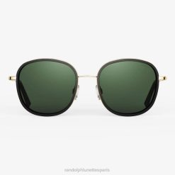 Randolph Elinor Fusion Incrustation et agx en or 23 carats et onyx mat | Randolph Lunettes De Soleil 80BN42 lentille en nylon polarisée