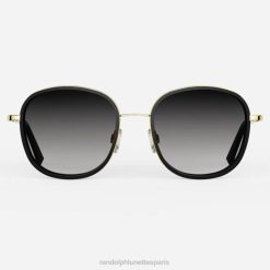 Randolph Elinor Fusion Or 23 carats, incrustations d'onyx mat et gris côtier | Randolph Lunettes France 80BN108 lentille en nylon non polarisée