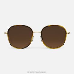 Randolph Elinor Fusion Or 23 carats, tortue caramel foncé et sable du cap | Randolph Lunettes De Soleil 80BN30 lentille polarisée en nylon dégradé