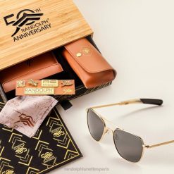 Randolph aviateur 1 Or 23 carats et gris américain | Randolph Lunettes France 80BN1 lentille en verre polarisé