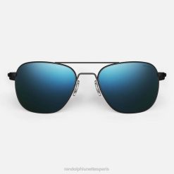 Randolph aviateur 2 noir mat et cobalt | Randolph Lunettes France 80BN23 lentille en verre polarisé