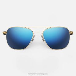 Randolph aviateur 3 Or 23 carats et bleu atlantique | Randolph Lunettes France 80BN25 lentille en nylon miroir polarisée