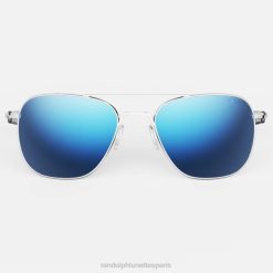 Randolph aviateur 3 chrome brillant et bleu atlantique | Randolph Lunettes France 80BN45 lentille en nylon polarisée