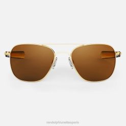Randolph aviateur 4 Or 23 carats et bronzage américain | Randolph Lunettes De Soleil 80BN86 lentille en verre polarisé