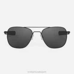 Randolph aviateur 4 noir mat | Randolph Lunettes France 80BN85 lentille gris américain polarisée