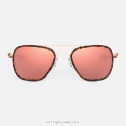 Randolph fusion d'aviateur Or rose 22 carats et incrustation de tortue rose et or rose | Randolph Lunettes De Soleil 80BN14 lentille en nylon polarisée