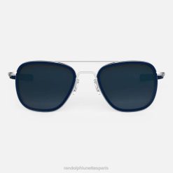 Randolph fusion d'aviateur chrome mat, incrustation de saphir bleu et ardoise | Randolph Lunettes France 80BN27 lentille polarisée en nylon dégradé