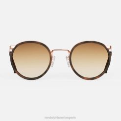 Randolph fusion p3 Incrustation de tortue en or rose 22 carats et chocolat noir et sable de cap | Randolph Lunettes De Soleil 80BN90 lentille en nylon dégradé non polarisée