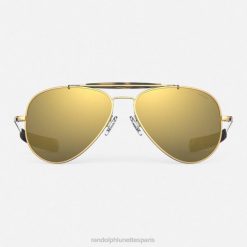 Randolph sportif Or 23 carats et flash d'or | Randolph Lunettes De Soleil 80BN10 lentille en verre polarisé
